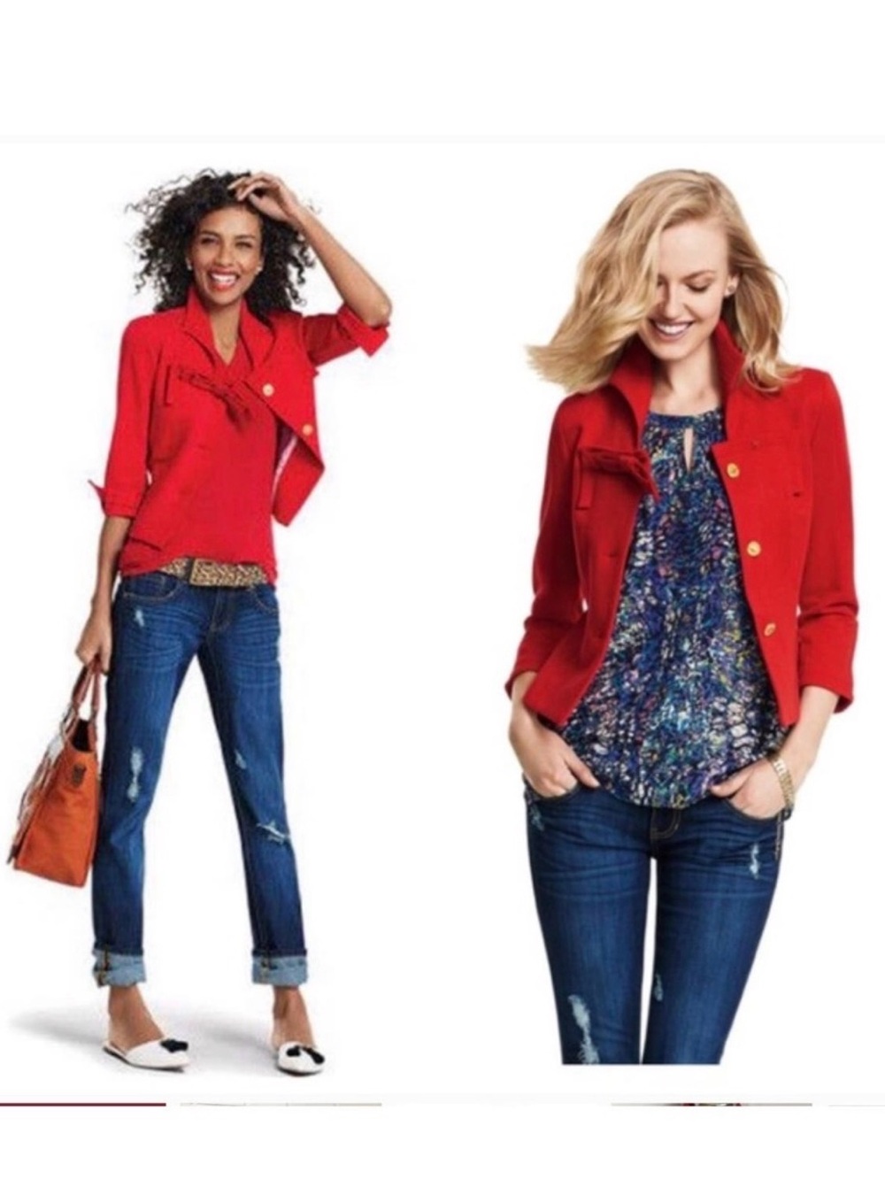 CAbi #3035 Beau Jacket Red Cropped Utility Blazer